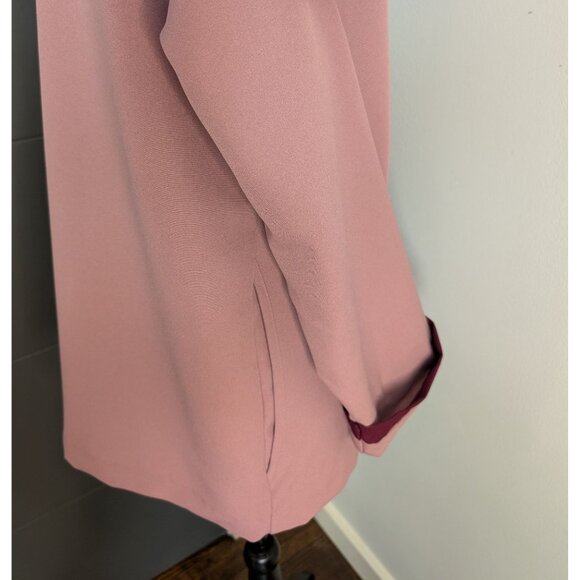 Vintage Anthony Richards Open Front Pink Blazer with Burgundy Trim Size 12 - Picture 4 of 11